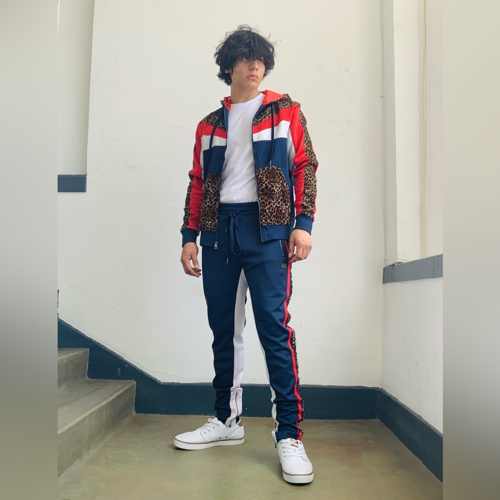 Men's Makobi Leopard Print Navy | Red | White KING SIZE Tracksuits NWT
